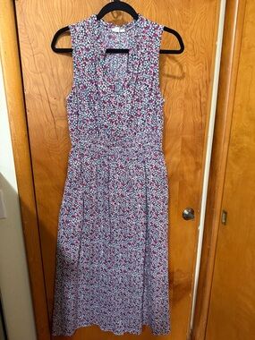 GAP Sleeveless Floral Midi Dress in Pink and White size large boho
